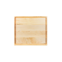 Load image into Gallery viewer, Medium sized handmade cutting board, in maple, hand finished, with a juice channel feature. Made in the USA.