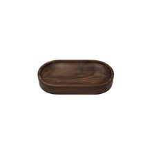 Load image into Gallery viewer, Oval shaped walnut catchall bowl with a machined bowl feature. With machined precision, clean lines, hand sanded, with a satin finish that gives it a natural look.