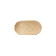 Load image into Gallery viewer, Top View of oval shaped maple catchall bowl with a machined bowl feature. With machined precision, clean lines, hand sanded, with a satin finish that gives it a natural look.

