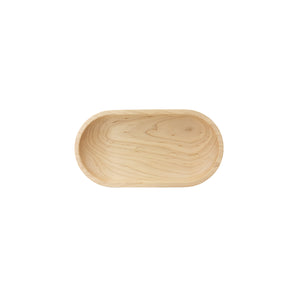 Top View of oval shaped maple catchall bowl with a machined bowl feature. With machined precision, clean lines, hand sanded, with a satin finish that gives it a natural look.