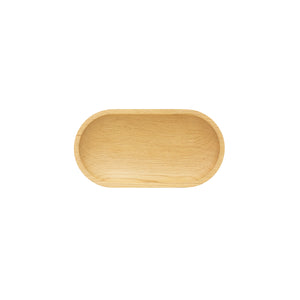 Top view of oval shaped white oak catchall bowl with a machined bowl feature. With machined precision, clean lines, hand sanded, with a satin finish that gives it a natural look.