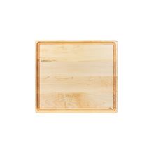Load image into Gallery viewer, Medium sized handmade cutting board, in maple, hand finished, with a juice channel feature. Made in the USA.

