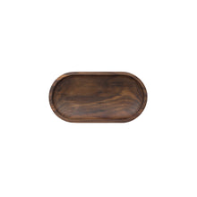 Load image into Gallery viewer, Top view of oval shaped walnut catchall bowl with a machined bowl feature. With machined precision, clean lines, hand sanded, with a satin finish that gives it a natural look.
