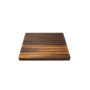Medium sized handmade cutting board, in walnut, hand finished, with a carved, long recessed channels feature for breads. Made in the USA.