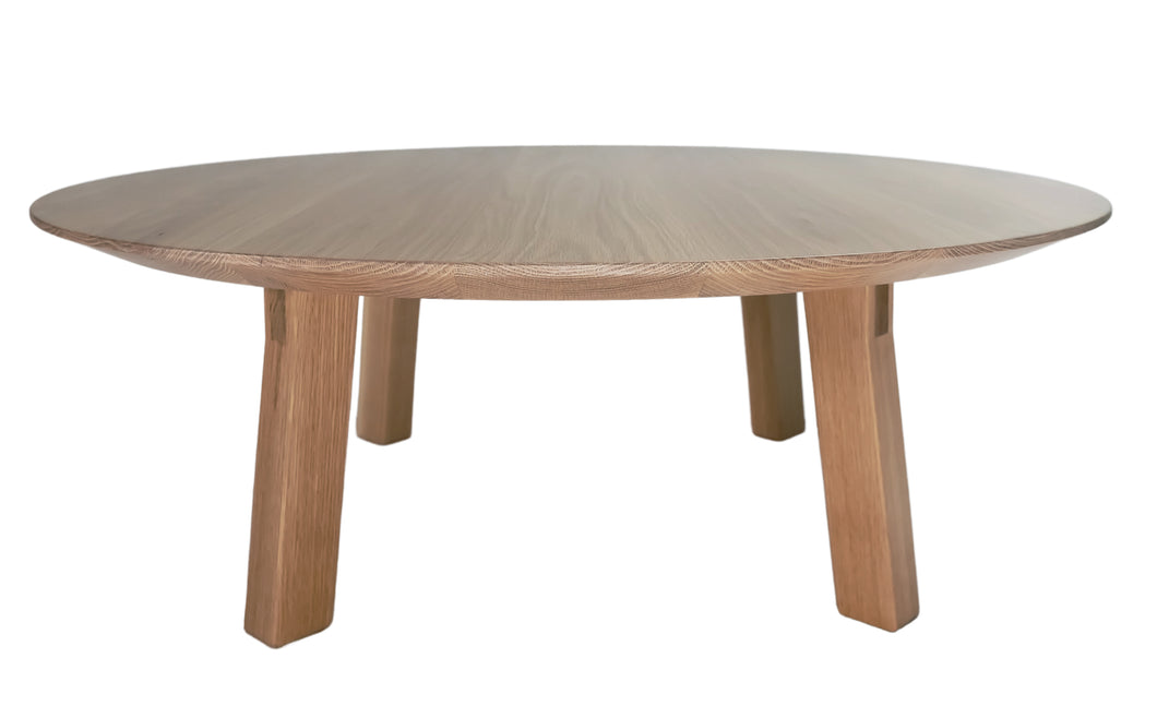 Modern round coffee table. Handmade in the us. Minimalistic style, clean lines