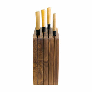 Handmade knife block, clean line design with interchangeable knife slots.