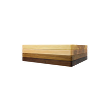 Load image into Gallery viewer, Set of stacked, handmade cutting boards on display, varying in wood species.

